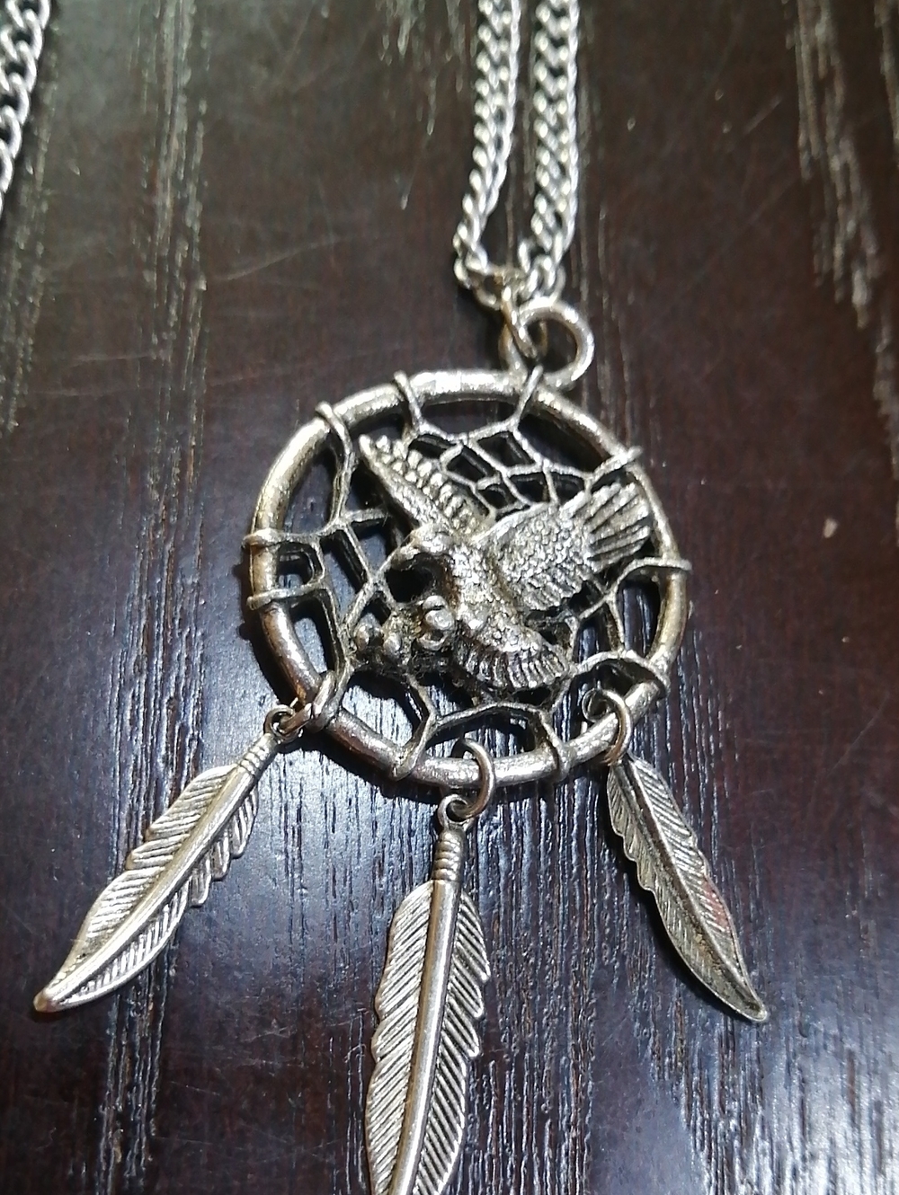 Native American Artisan Vintage Pendant Signed Ramzor Inc, Chain 26" Long